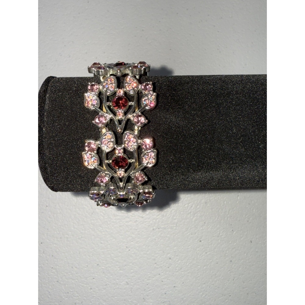 The Danbury Mint Stretch Bracelet ~ The Cherry Blossom ~ Pink, Purple & White